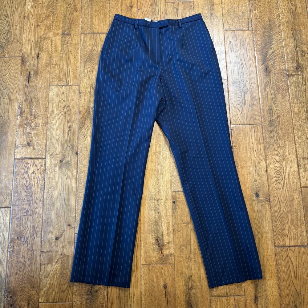 VTG Pendleton Womens Size 8 Navy Pinstripe Wool Pants Straight Office Career